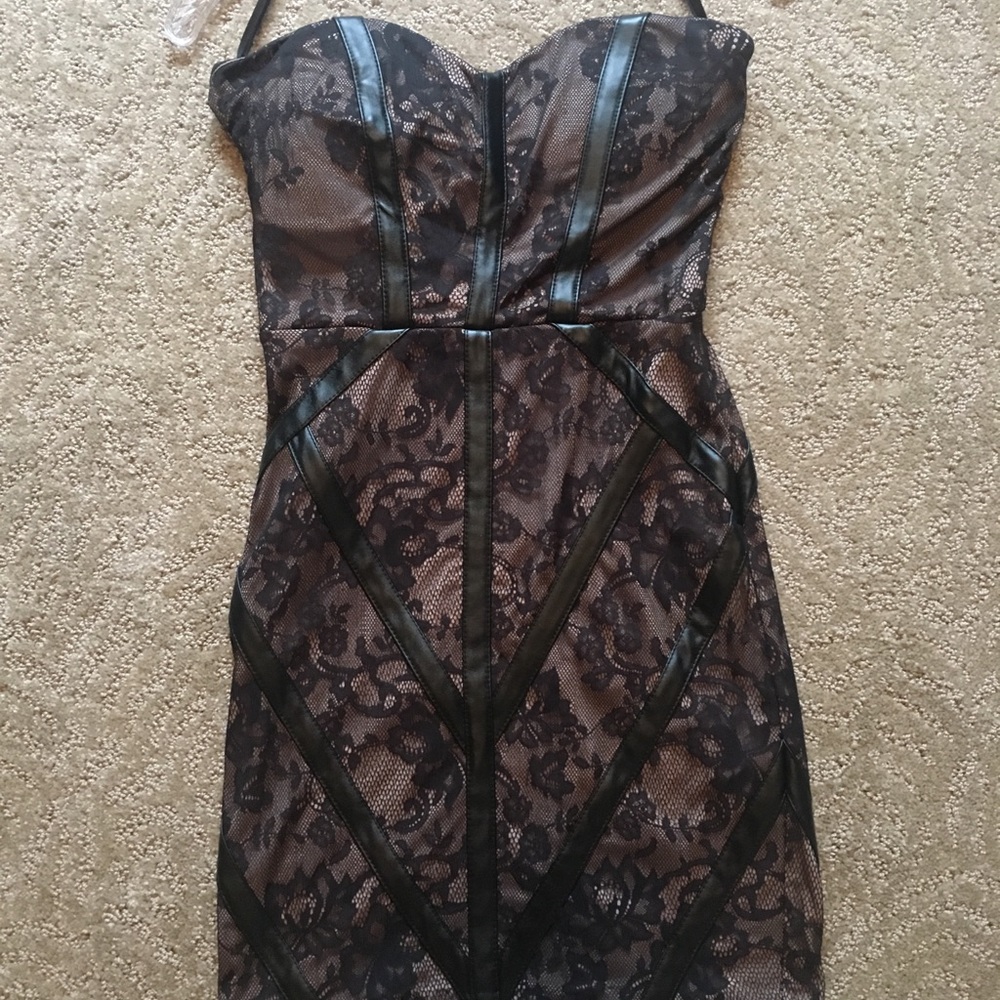 Bebe lace and leather dress